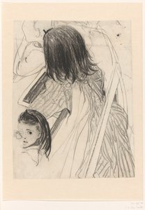 Foglio di schizzi con scolara seduta da Carel Adolph Lion Cachet