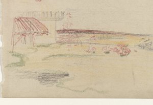 Giardino dietro una casa con una tettoia da Carel Adolph Lion Cachet