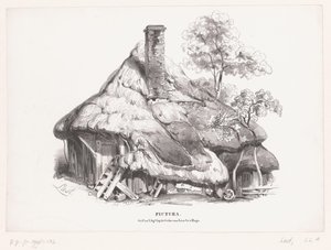 Fattoria con tetto di paglia da Carel Christiaan Antony Last