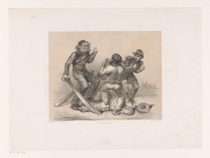 Tre uomini in combattimento calpestano un turco da Carel Christiaan Antony Last