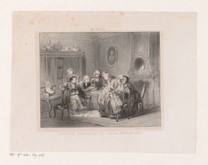 Joseph-Ignace Guillotin osserva una miniatura di una ghigliottina da Carel Christiaan Antony Last