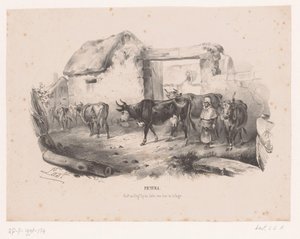 Gregge di mucche con pastorella da Carel Christiaan Antony Last