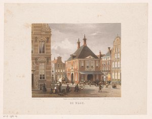 Veduta della città con pesa pubblica a Groningen da Carel Christiaan Antony Last