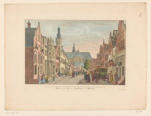 Vista sulla Langestraat, il Municipio e la Grande Chiesa di Alkmaar
