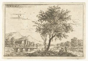 Paesaggio collinare con castello sul fiume da Carel Frederik Bendorp (I)
