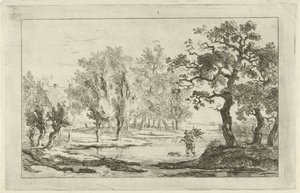 Paesaggio fluviale con raccoglitore di legna da Carel Lodewijk Hansen