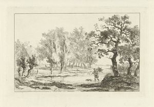 Paesaggio fluviale con un raccoglitore di legna da Carel Lodewijk Hansen