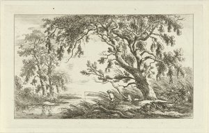 Pescatore in un paesaggio fluviale da Carel Lodewijk Hansen