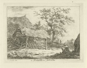 Figura seduta vicino a un capanno da Carel Lodewijk Hansen
