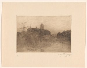 Vista del Nuovo Porto a Dordrecht di sera da Carel Nicolaas Storm van 