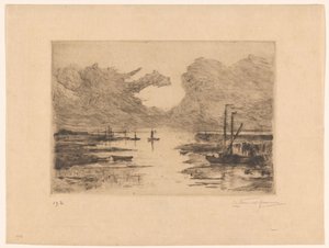 Porto di Bergen op Zoom con bassa marea da Carel Nicolaas Storm van 