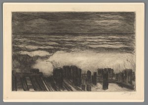 Mare con onde alte da Carel Nicolaas Storm van 