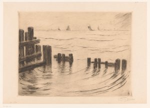 Vista sul mare con frangiflutti a Vlissingen da Carel Nicolaas Storm van 