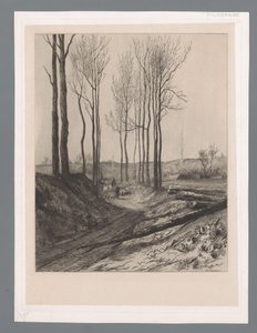 Pastore con gregge su una strada incavata vicino a Vilvoorde da Carel Nicolaas Storm van 