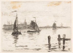 Barche da pesca sulla Mosa davanti a Dordrecht da Carel Nicolaas Storm van 