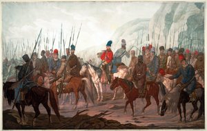 Marcia dei cosacchi degli Urali attraverso la Boemia da Carl Adolph Heinrich Hess