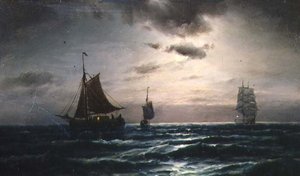 Navigazione in acque illuminate dalla luna da Carl Bille