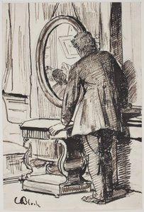 Un giovane osserva tre donne in uno specchio da Carl Bloch