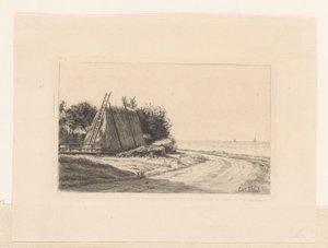 Mucchio di fieno vicino a una strada di campagna da Carl Bloch