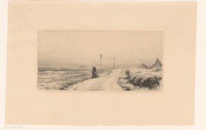 Strada di campagna con donna e bambino che camminano