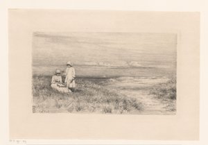 Vrouw en meisje in duinen