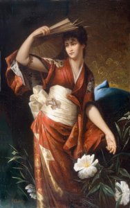 Ritratto di una dama in costume giapponese da Carl Buchner
