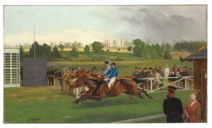 Il traguardo, Hoppegarten, Berlino, 15 giugno 1873, 1874 da Carl Constantin Steffeck