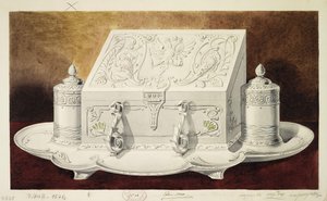 Design di un calamaio a forma di cassetta. Serie La Dote della Granduchessa Maria Pavlovna, 1 da Carl Edvard Bolin company