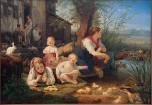 Madre con bambini da Carl Engel von Rabenau