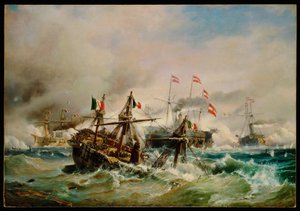 Battaglia navale di Lissa ... (dipinto su tela) da Carl Frederik Sørensen