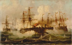 Battaglia navale presso Lissa ... (dipinto su tela) da Carl Frederik Sørensen