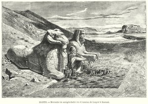 Venditore di antichità sulla strada da Luxor a Karnak, Egitto da Carl Friedrich Heinrich (after) Werner