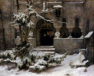 Giardino del monastero nella neve