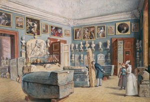 La stanza con il Mithras e i sarcofagi egizi da Carl Goebel d. J.