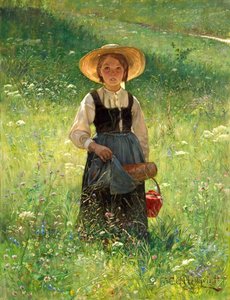 Ragazza in un prato fiorito