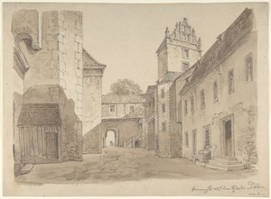 Vista del cortile del castello di Döben da Carl Gustav Carus
