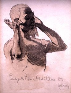 Figura in preghiera, uno studio per il quadro, Allaha Akbar, 1873 da Carl Haag