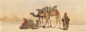 Riposo con Tre Cammelli nel Deserto, 1859