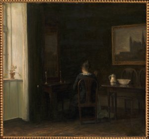Interno con la moglie dell