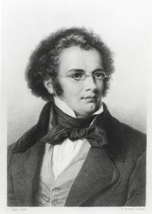 Ritratto di Franz Schubert (1797-1828) inciso da H. Roemer