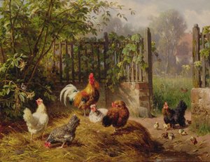 Gallo con Galline e Pulcini da Carl Jutz