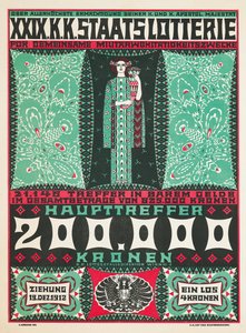 Poster pubblicitario per la 24ª lotteria di beneficenza reale austriaca nel 1912