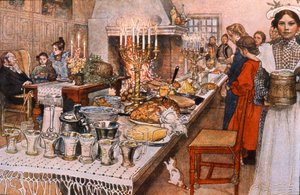 Cena della vigilia di Natale in Svezia, inizio XX secolo