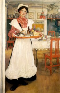 Martina che porta la colazione su un vassoio da Carl Larsson