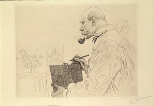 Autoritratto come incisore da Carl Larsson