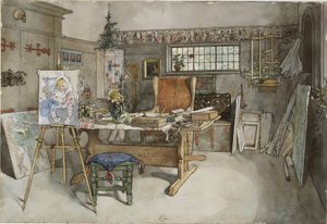 Lo studio, dalla serie Una casa da Carl Larsson
