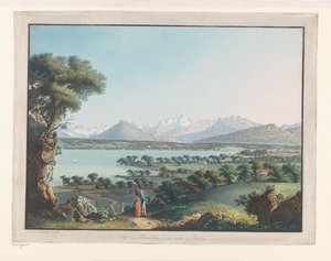Vista di Ginevra con il Monte Bianco in lontananza da Carl Ludwig Hackert