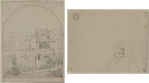 Vista dalla mia finestra a Roma (recto) Soldato in un paesaggio (verso) da Carl Ludwig Tischbein