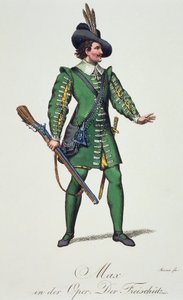 Max, bozzetto di costume per Der Freischutz (Il tiratore scelto o il cacciatore libero), di Carl Maria von Weber da Carl Maria von Weber