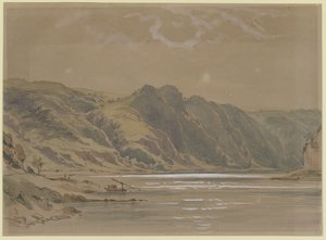 Veduta del Reno con alte rive boscose da Carl Morgenstern